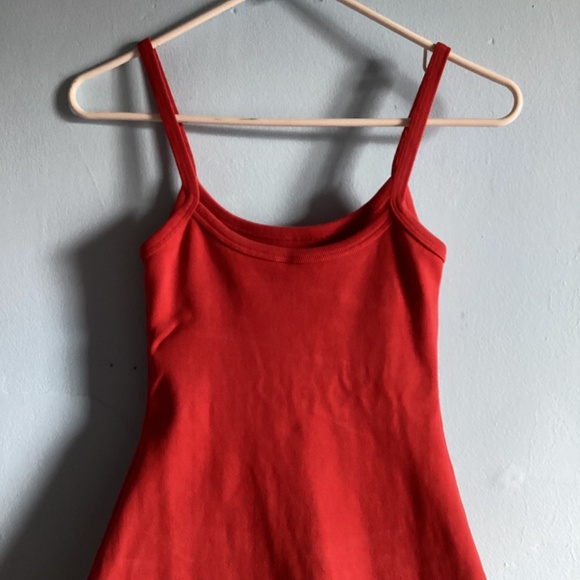 Red Los Angeles apparel HEAVY RIB SPAGHETTI MINI DRESS - Picture 2 of 5